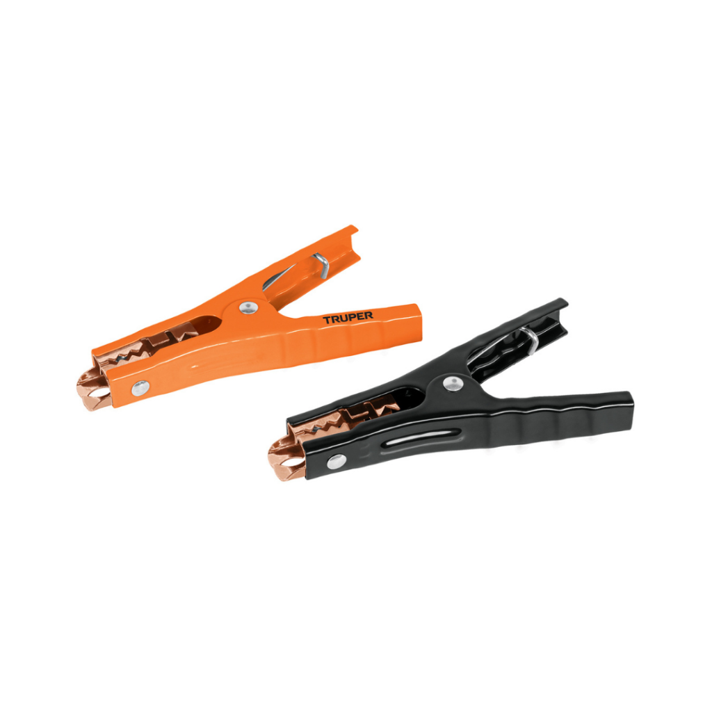 Blíster con 2 caimanes para cables pasa corriente TRUPER